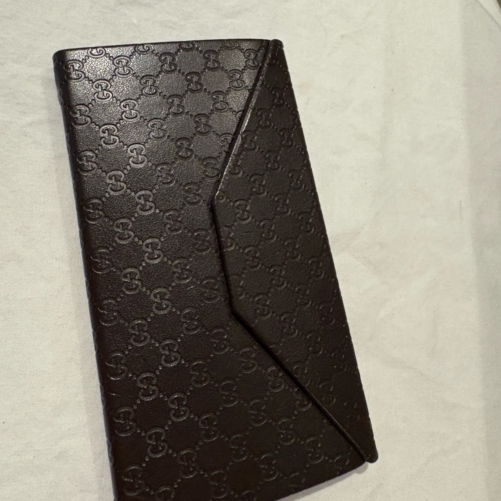 Gucci Dark Brown Monogram Glasses Case